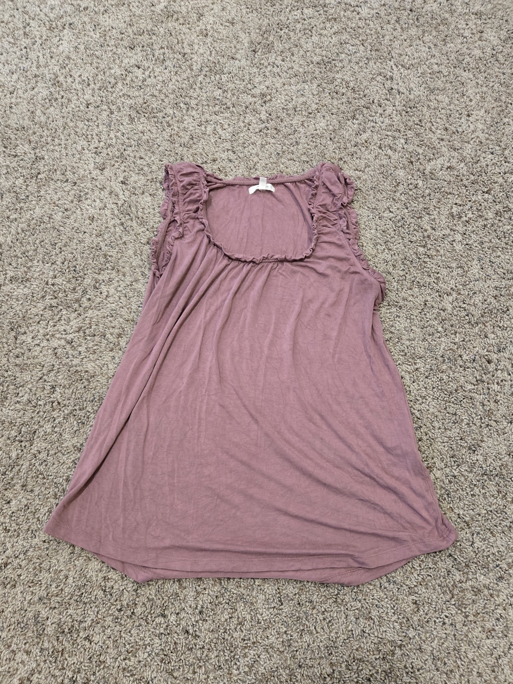 Maurices Dusty Mauve Ruffle Trim Tank Top